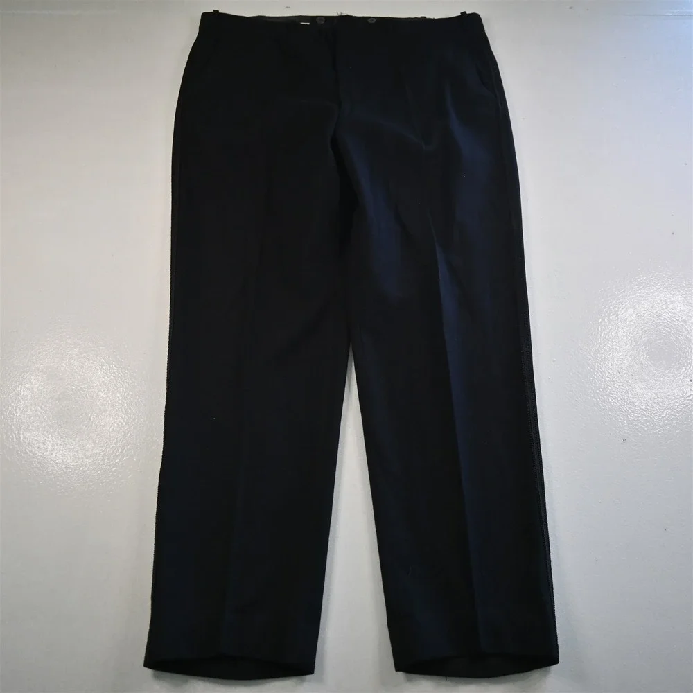 Vtg Bespoke‎ 40L 42x34 Black Wool Shawl Capt Nautical Mens Jacket Pants Tuxedo
